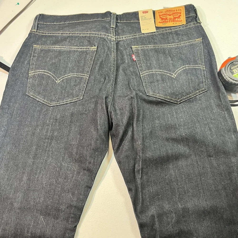 Levi's 527 Slim Boot Cut Jeans Mens 36x32 Blue Denim Dark Wash Western Cowboy